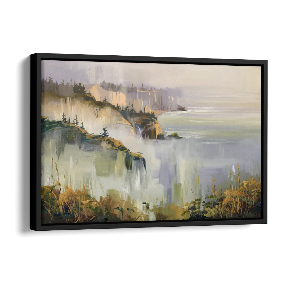 Big Sur Morning Fog Side - Black Canvas Wall Art