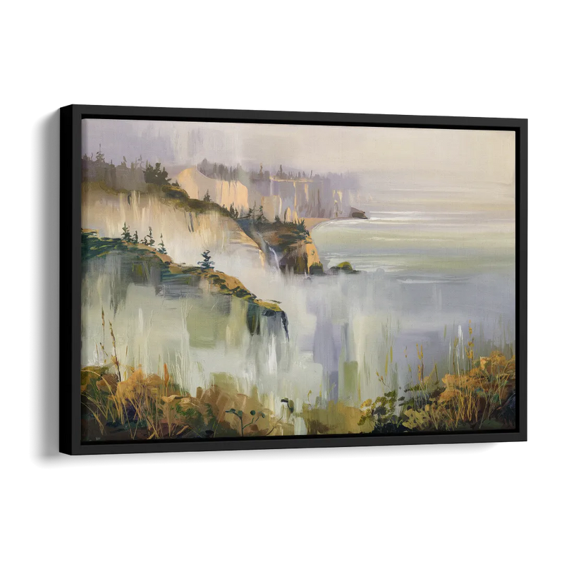 Big Sur Morning Fog Side - Black Canvas Wall Art