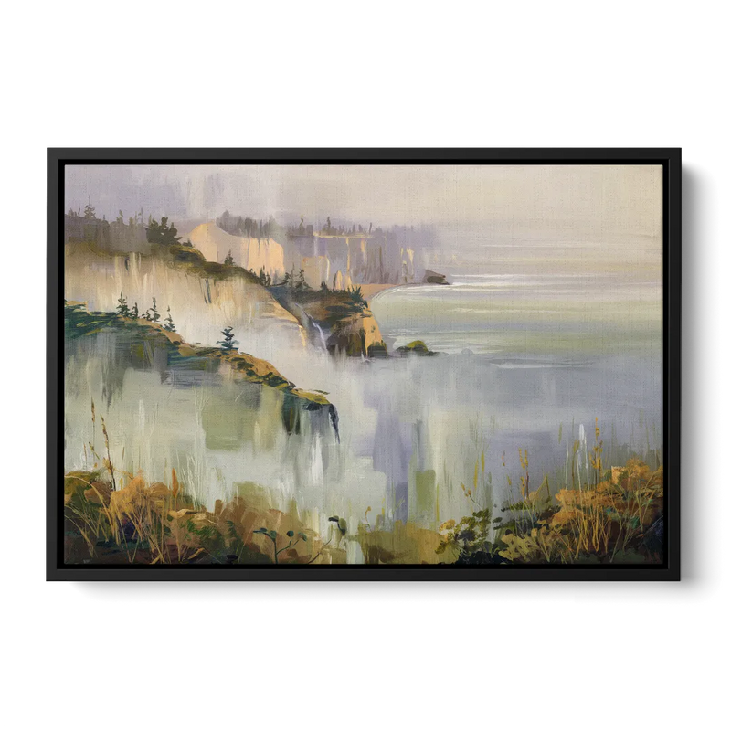 Big Sur Morning Fog Front - Black Canvas Wall Art