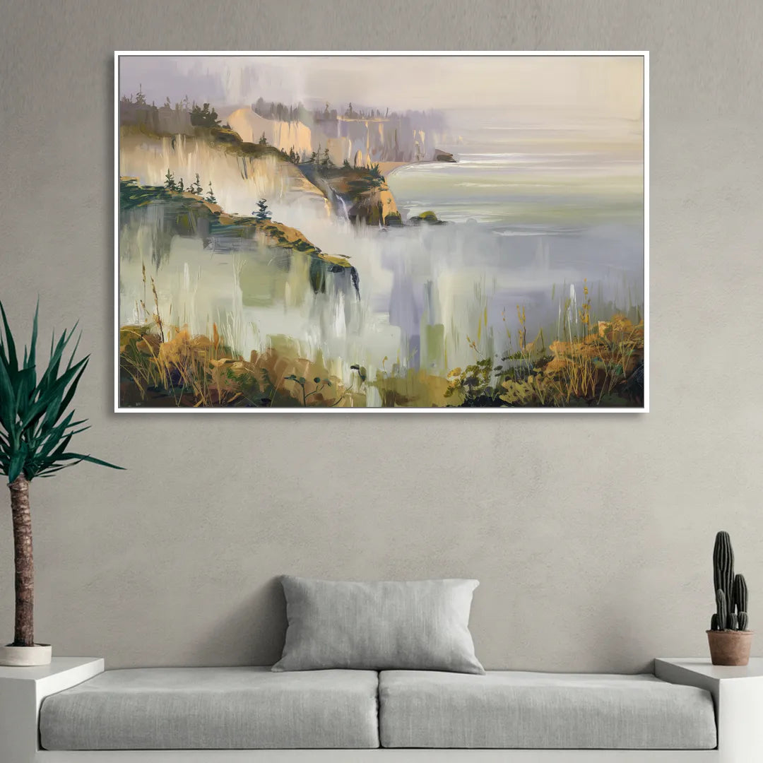 Big Sur Morning Fog Sitting Room - White Canvas Wall Art