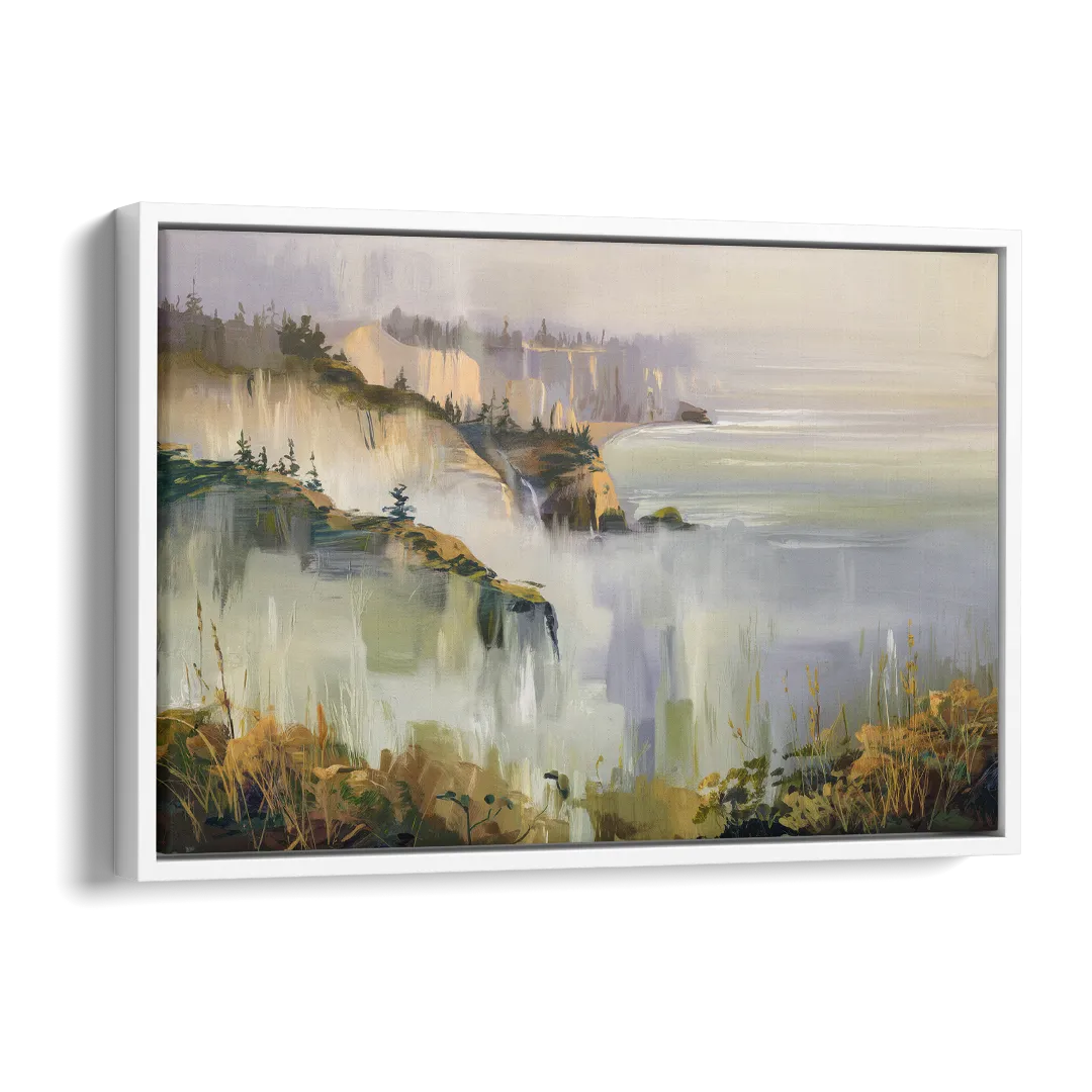 Big Sur Morning Fog Side - White Canvas Wall Art
