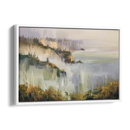 Big Sur Morning Fog Side - White Canvas Wall Art
