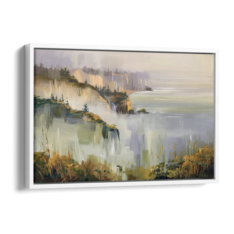 Big Sur Morning Fog Side - White Canvas Wall Art