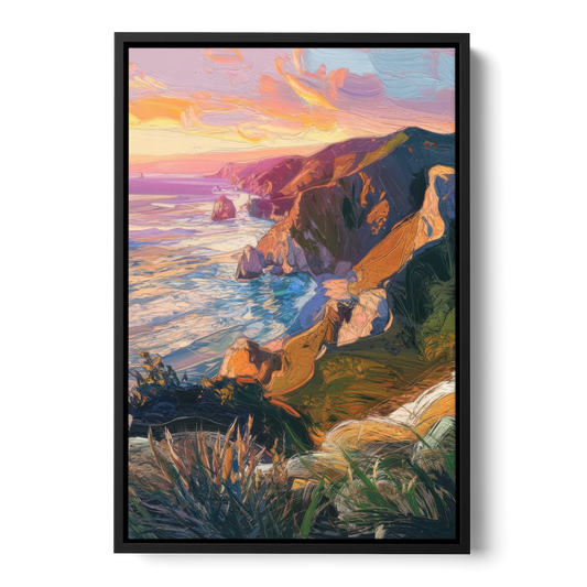 Big Sur Mountain Views - Black Framed Canvas Wall Art - Front