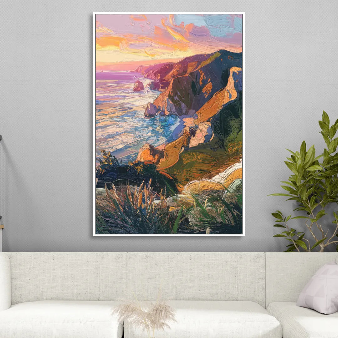 Big Sur Mountain Views Living Room - White Canvas Wall Art