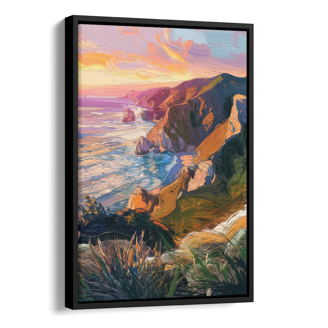 Big Sur Mountain Views Side - Black Canvas Wall Art