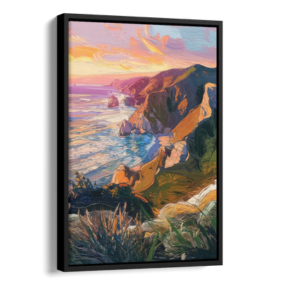 Big Sur Mountain Views Side - Black Canvas Wall Art