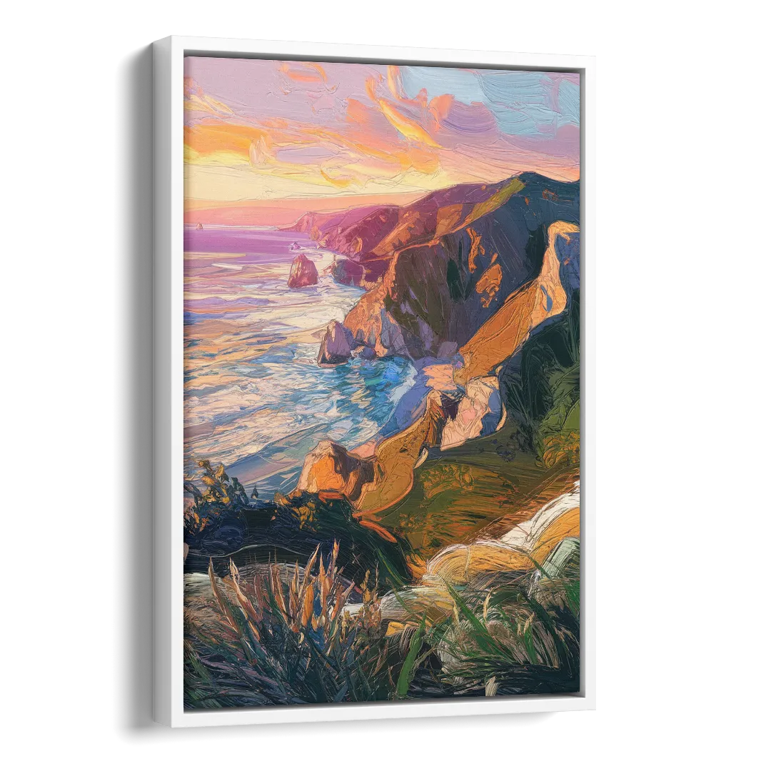 Big Sur Mountain Views Side - White Canvas Wall Art
