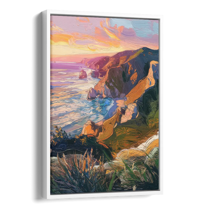 Big Sur Mountain Views Side - White Canvas Wall Art