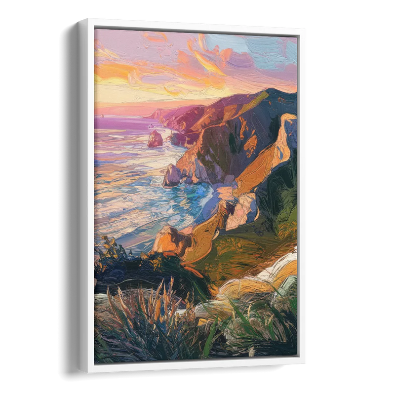 Big Sur Mountain Views Side - White Canvas Wall Art