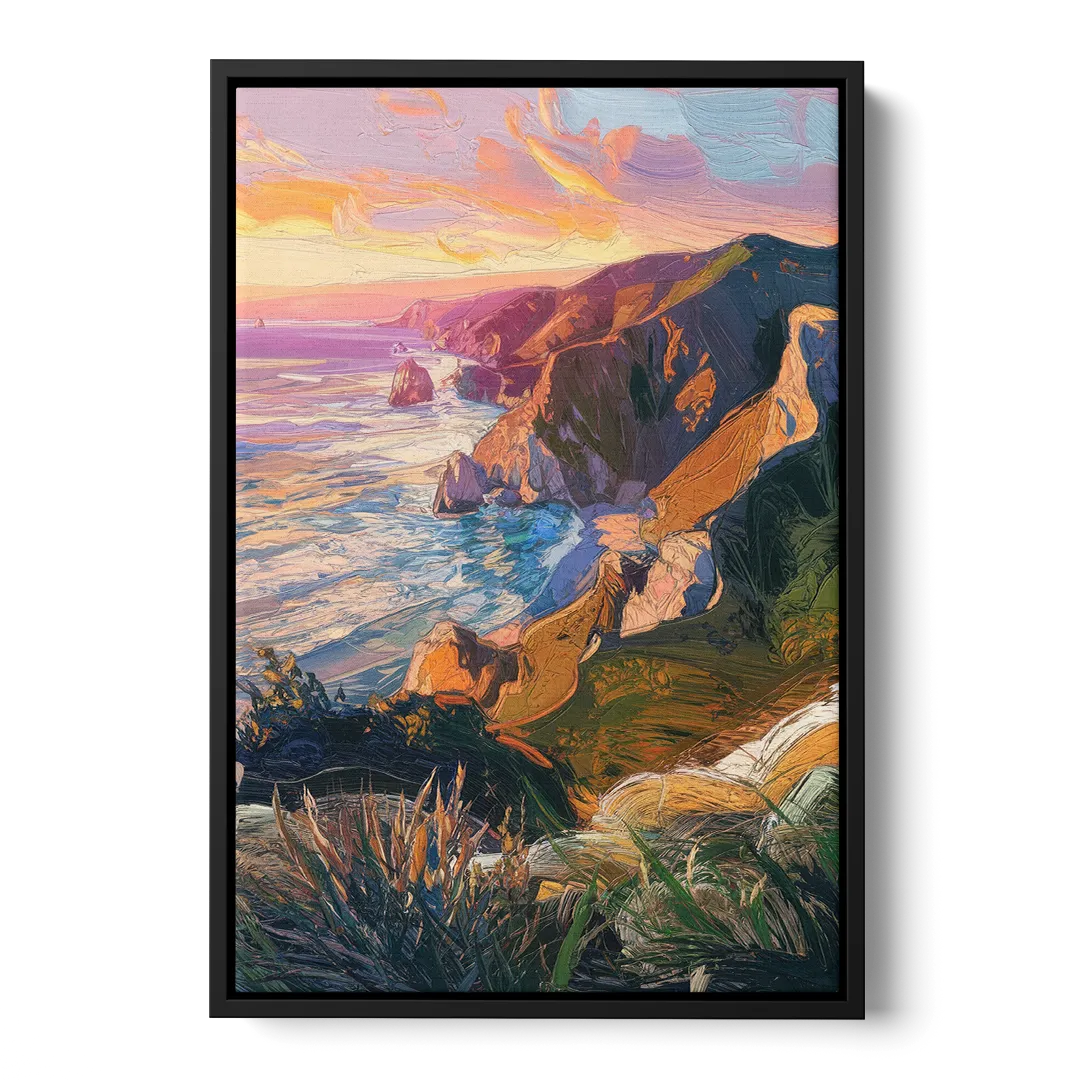 Big Sur Mountain Views Front - Black Canvas Wall Art