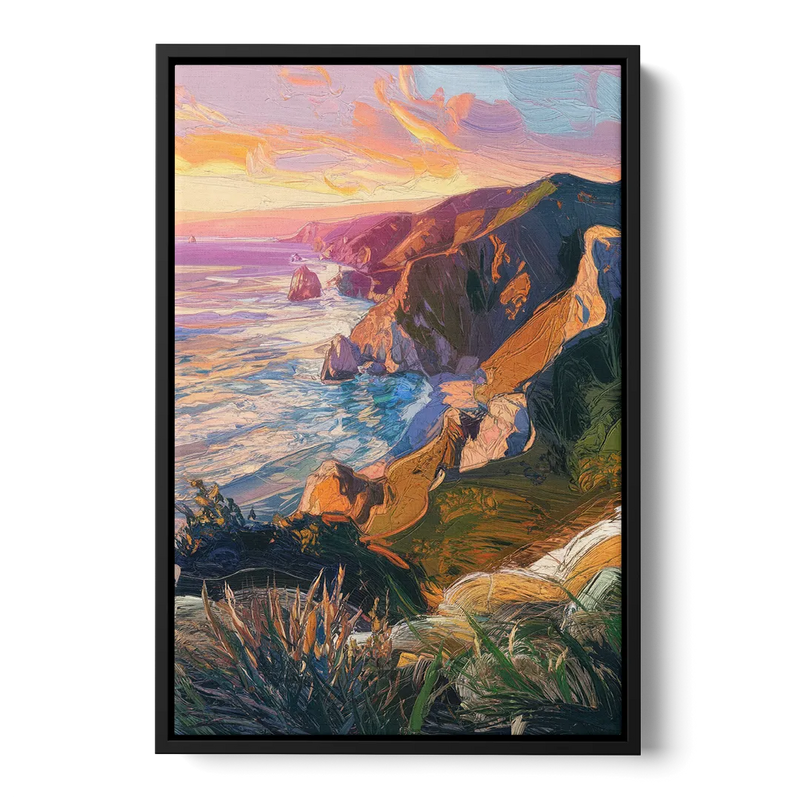 Big Sur Mountain Views Front - Black Canvas Wall Art