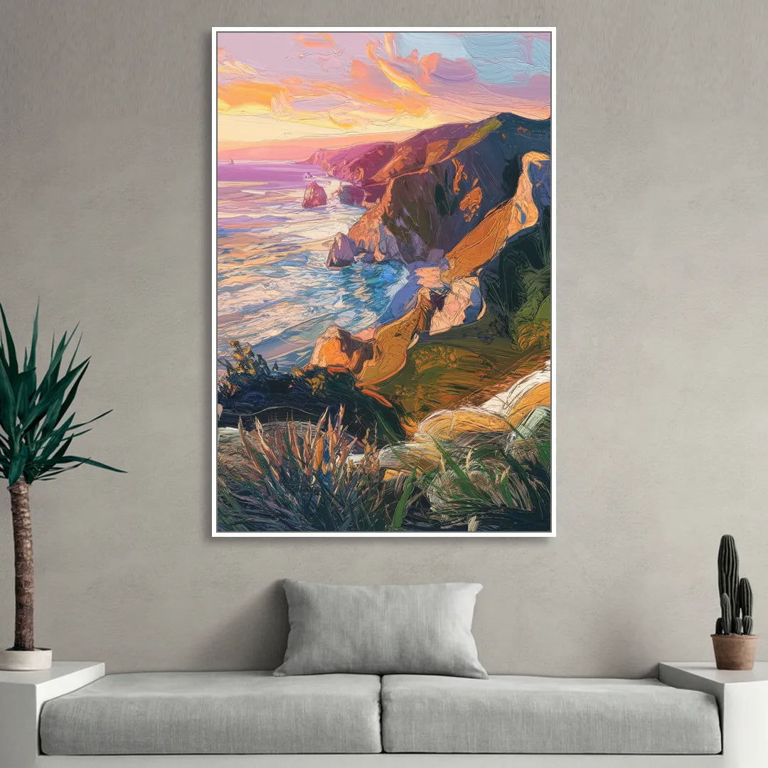 Big Sur Mountain Views Sitting Room - White Canvas Wall Art