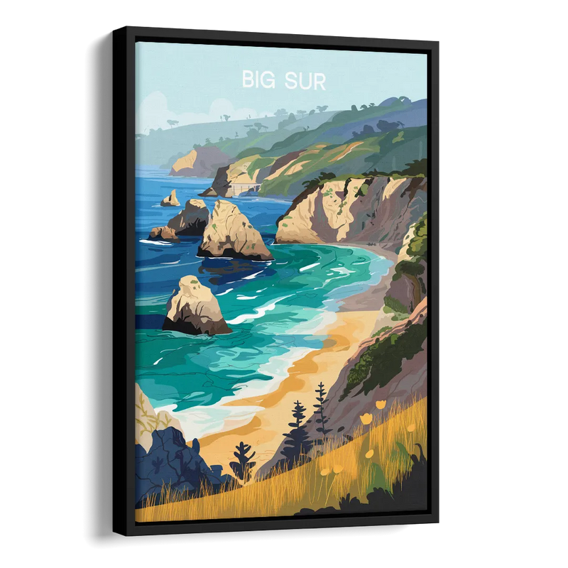 Big Sur Nature Escape Side - Black Canvas Wall Art