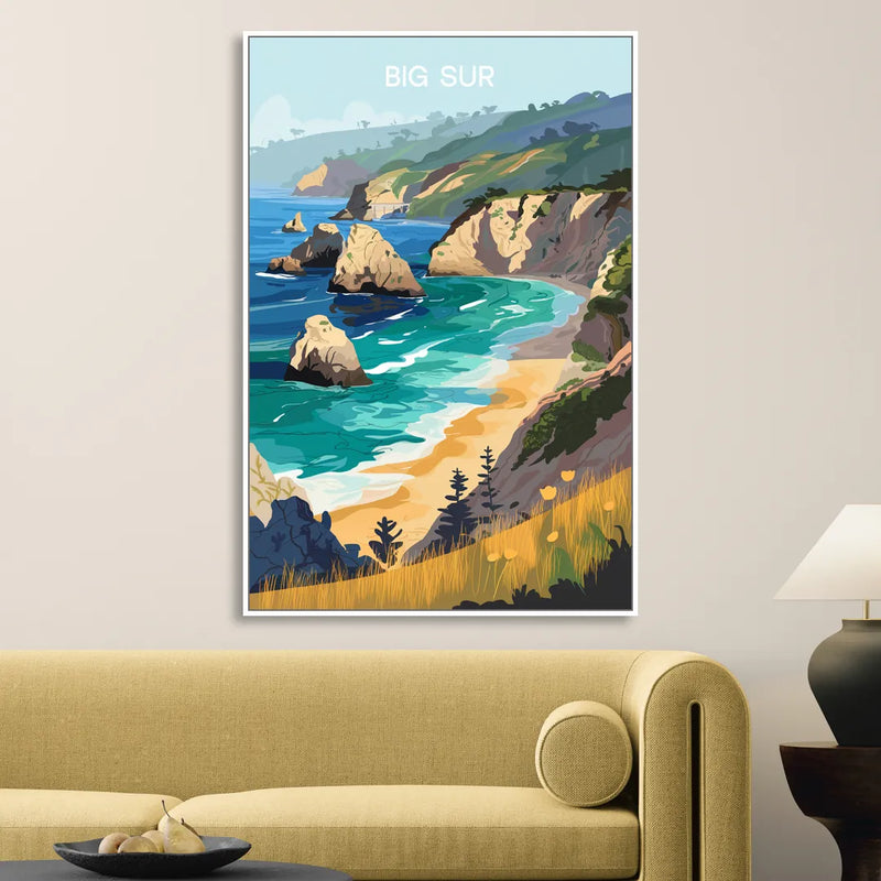 Big Sur Nature Escape Sitting Room - White Canvas Wall Art