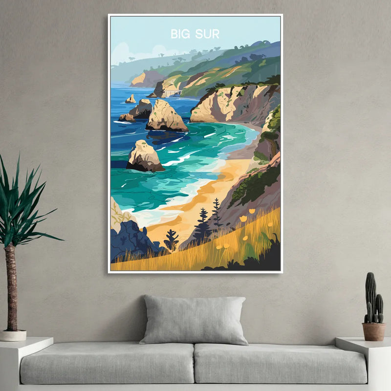 Big Sur Nature Escape Living Room - White Canvas Wall Art
