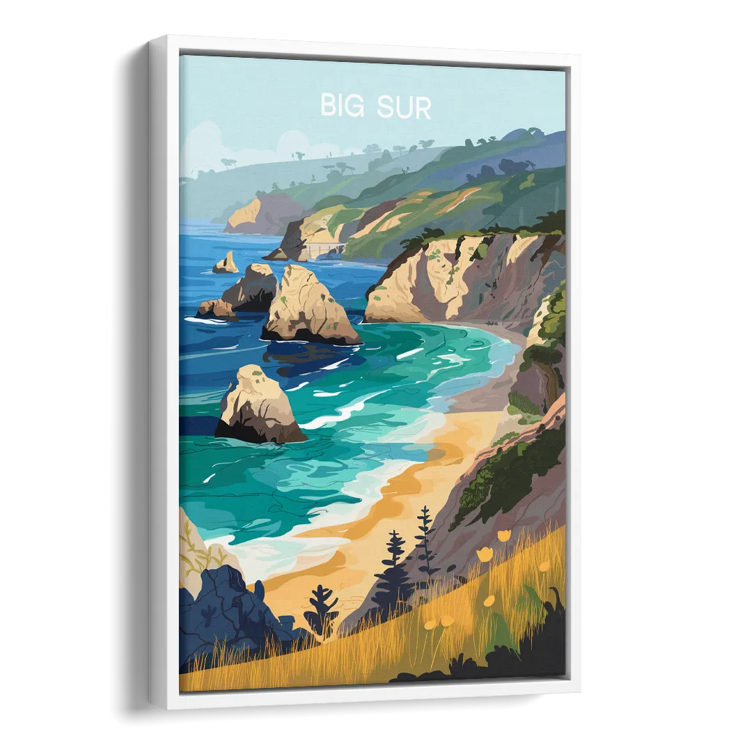 Big Sur Nature Escape Side - White Canvas Wall Art