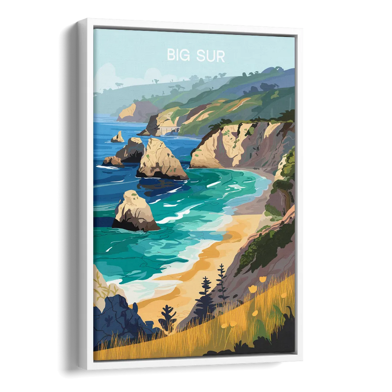 Big Sur Nature Escape Side - White Canvas Wall Art