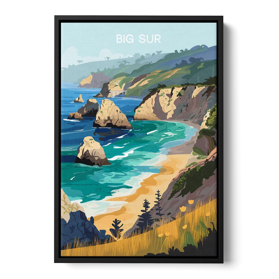 Big Sur Nature Escape Front - Black Canvas Wall Art