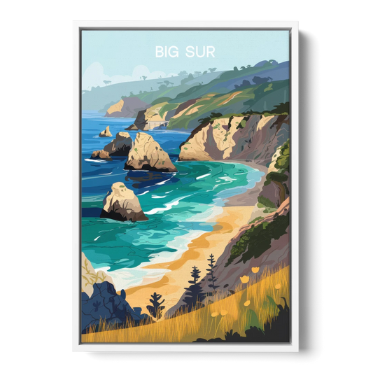 Big Sur Nature Escape - White Framed Canvas Wall Art - Front