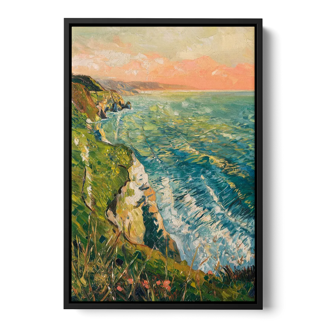 Big Sur Ocean Cliffs Front - Black Canvas Wall Art
