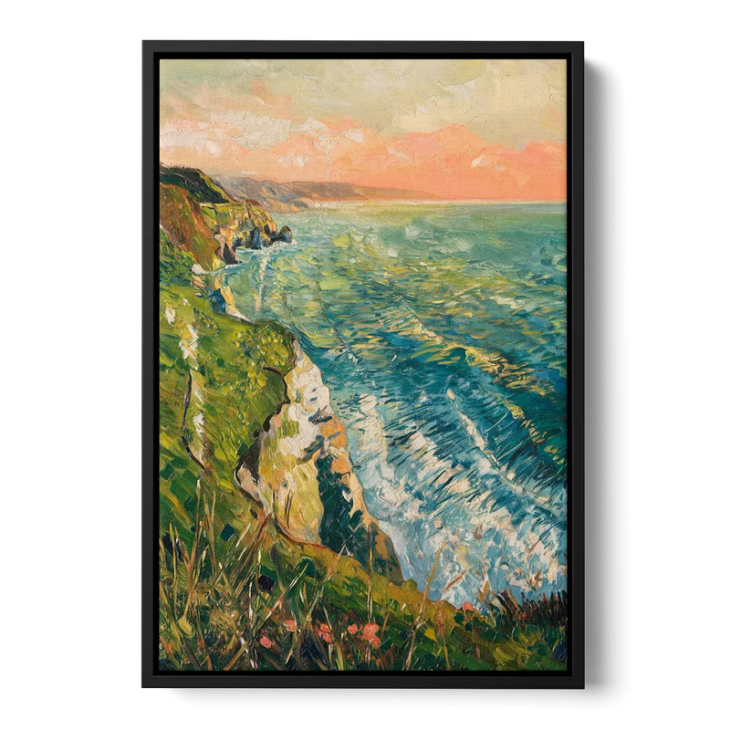 Big Sur Ocean Cliffs Front - Black Canvas Wall Art