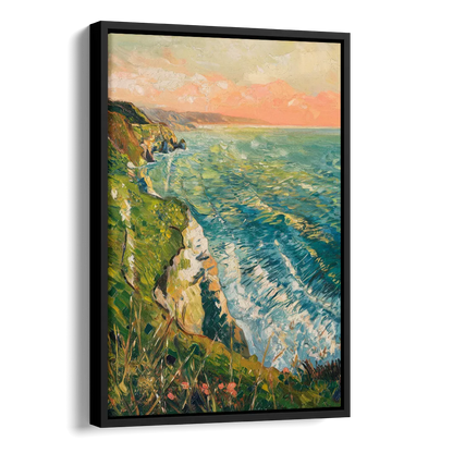 Big Sur Ocean Cliffs Side - Black Canvas Wall Art