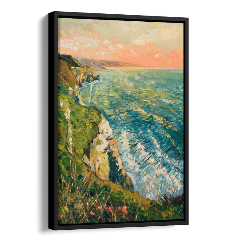 Big Sur Ocean Cliffs Side - Black Canvas Wall Art