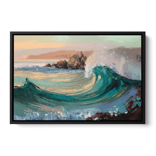 Big Sur Pacific Waves - Black Framed Canvas Wall Art - Front