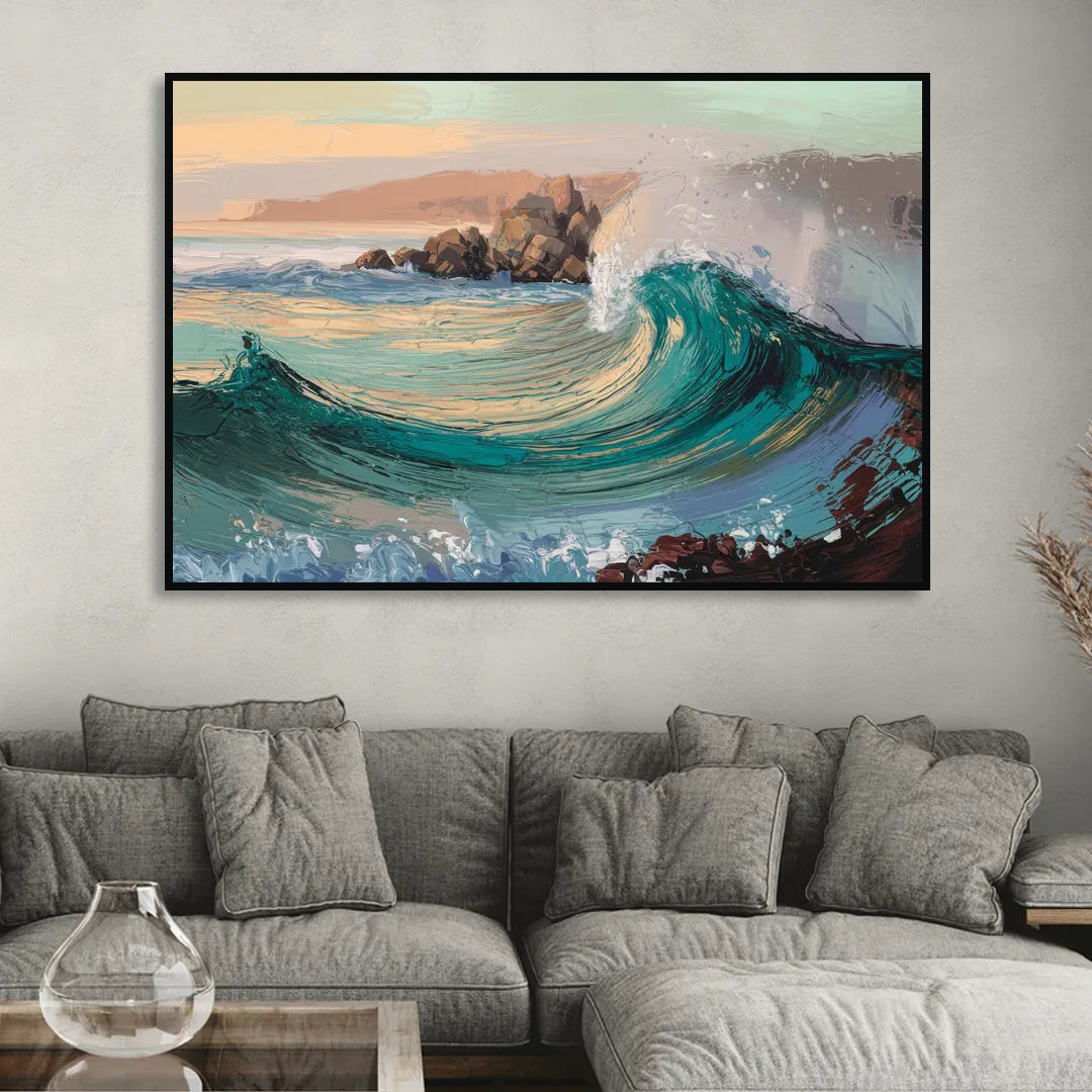 Big Sur Pacific Waves Sitting Room - Black Canvas Wall Art