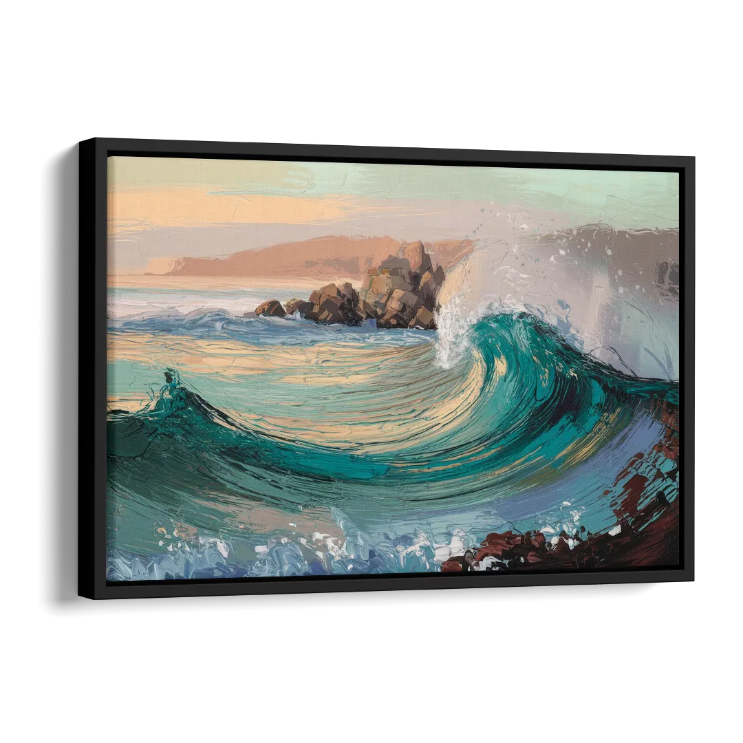 Big Sur Pacific Waves Side - Black Canvas Wall Art