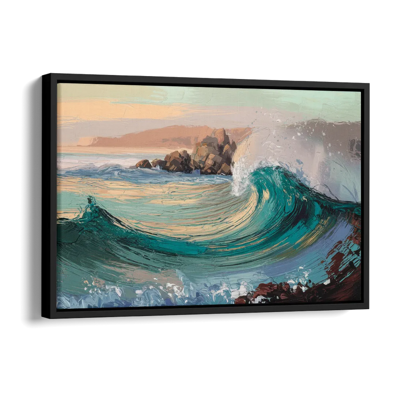 Big Sur Pacific Waves Side - Black Canvas Wall Art