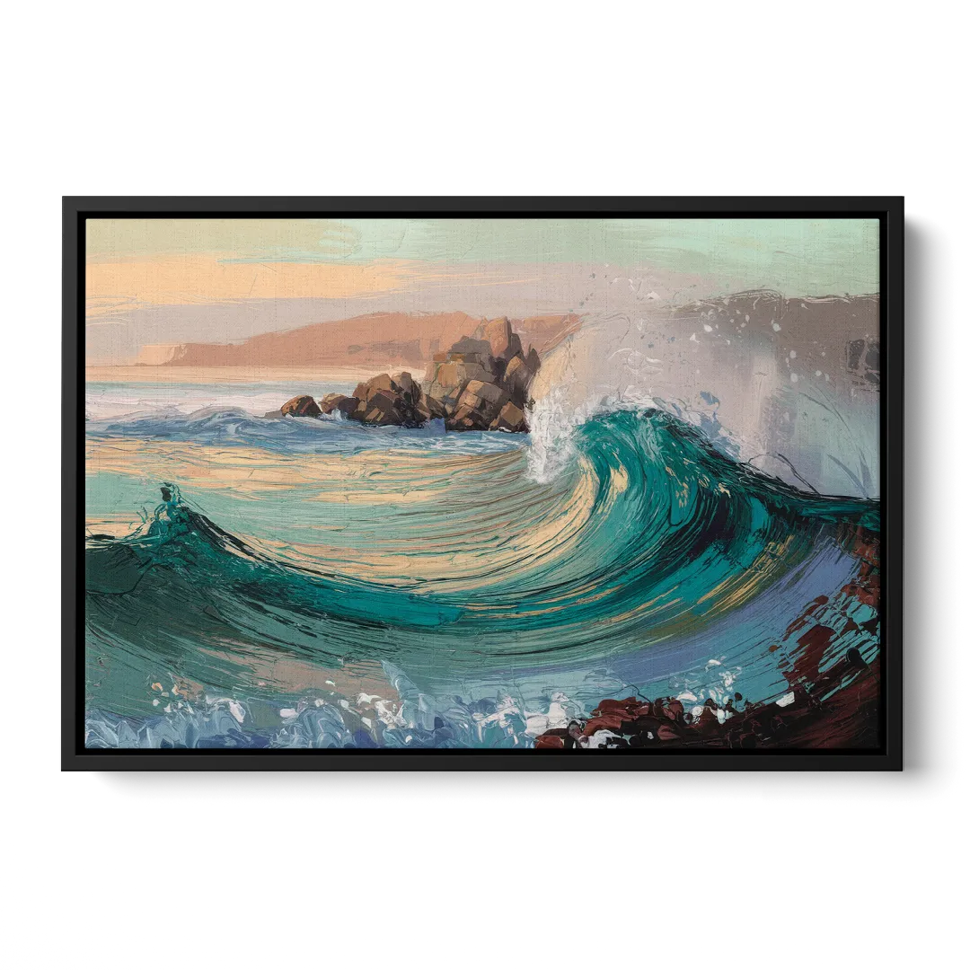Big Sur Pacific Waves Front - Black Canvas Wall Art