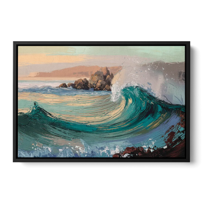 Big Sur Pacific Waves Front - Black Canvas Wall Art
