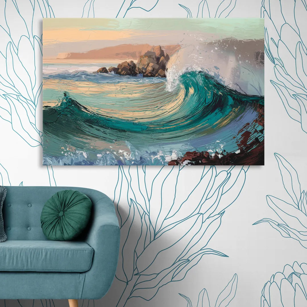 Big Sur Pacific Waves Sitting Room - Canvas Wall Art
