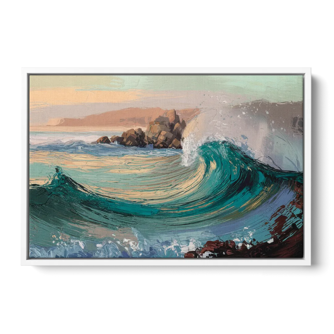 Big Sur Pacific Waves Front - White Canvas Wall Art