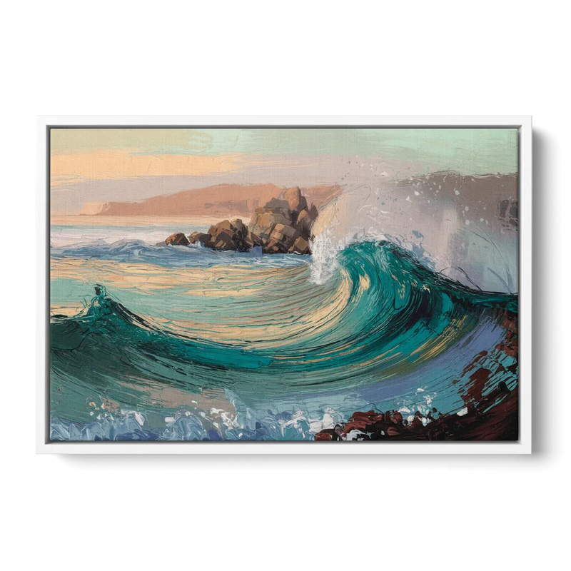 Big Sur Pacific Waves Front - White Canvas Wall Art