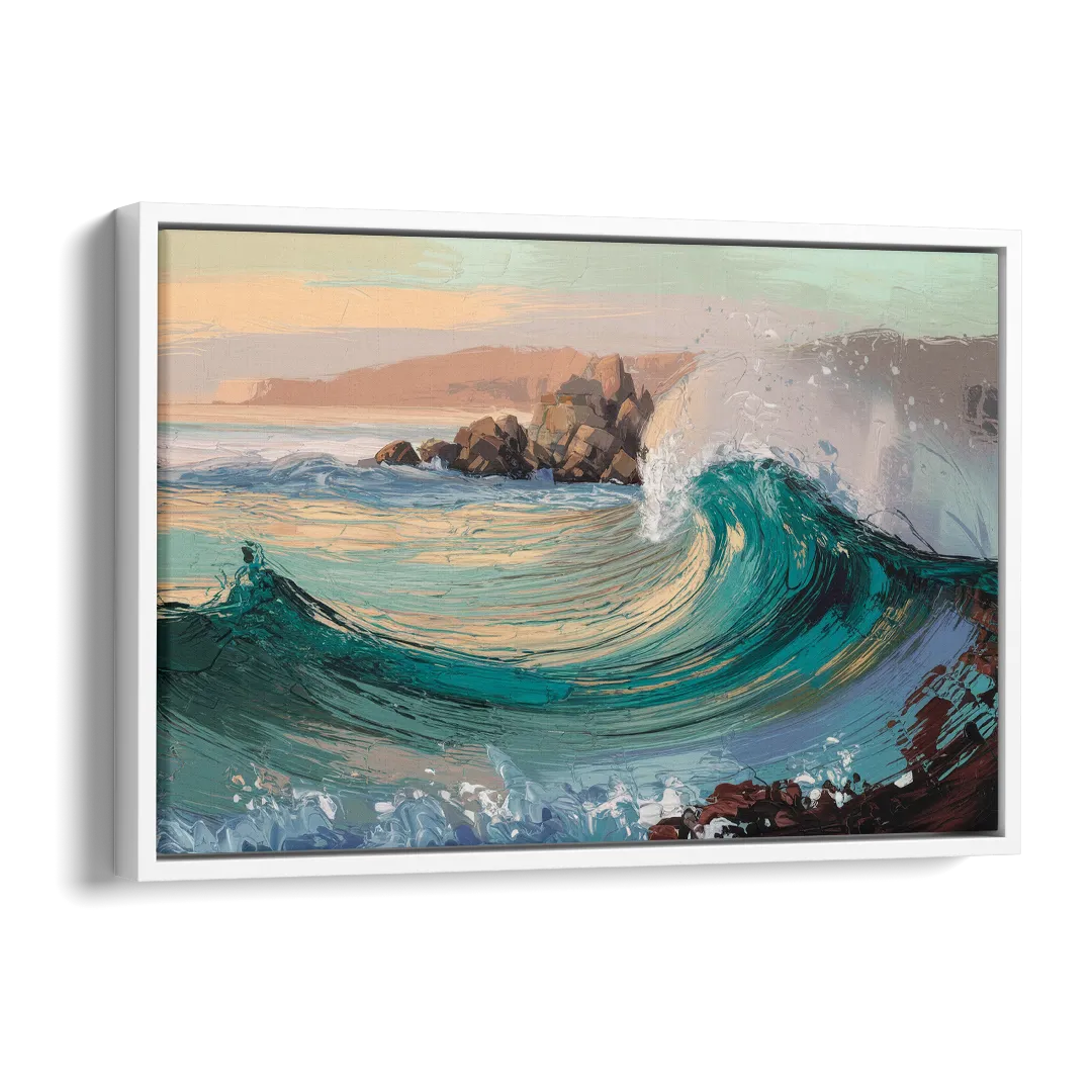 Big Sur Pacific Waves Side - White Canvas Wall Art
