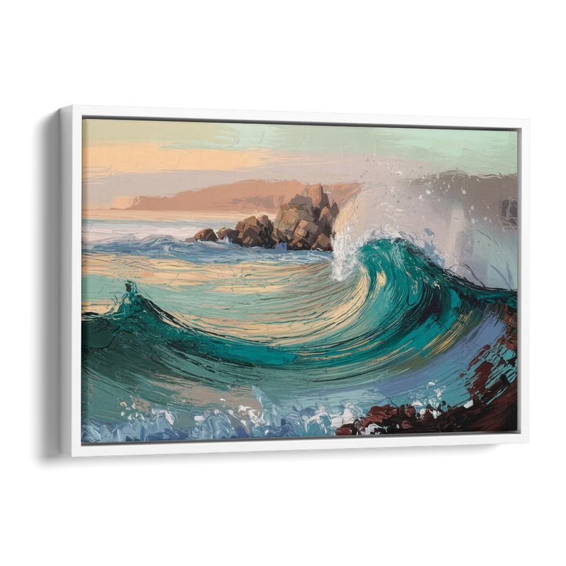 Big Sur Pacific Waves Side - White Canvas Wall Art