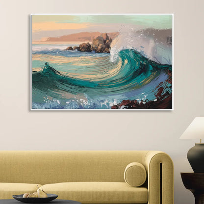 Big Sur Pacific Waves Sitting Room - White Canvas Wall Art
