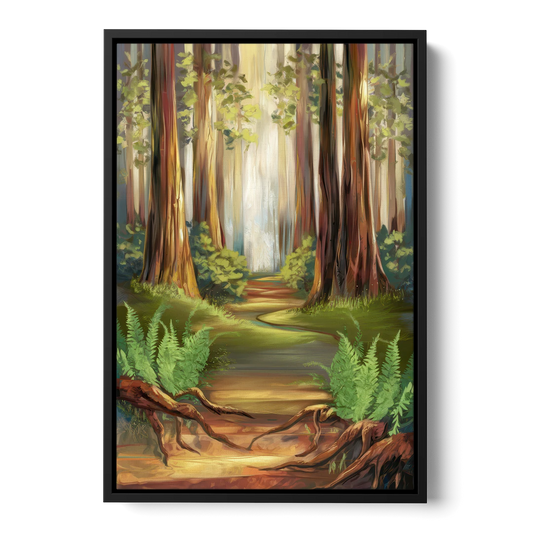Big Sur Redwood Forest - Black Framed Canvas Wall Art - Front