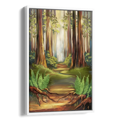 Big Sur Redwood Forest Side - White Canvas Wall Art