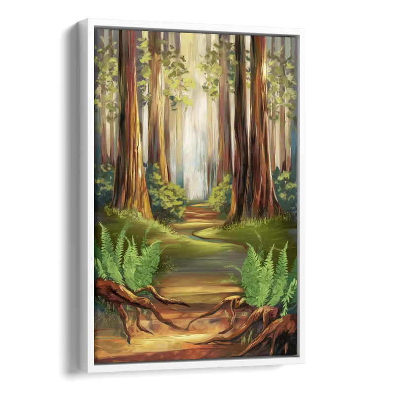 Big Sur Redwood Forest Side - White Canvas Wall Art
