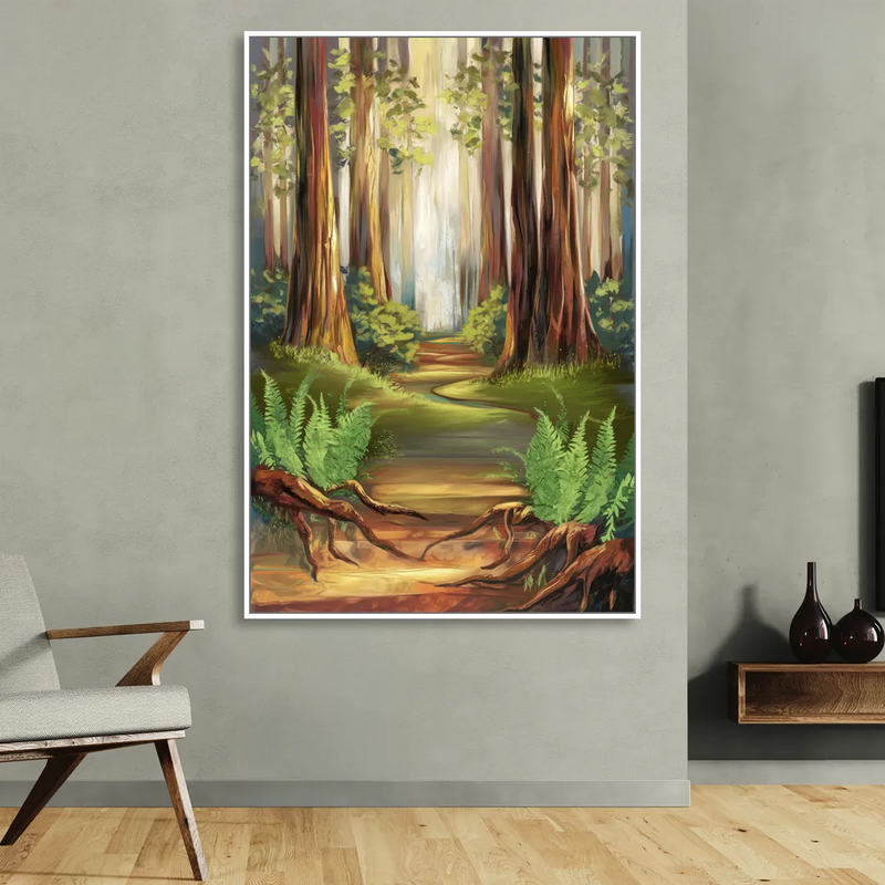 Big Sur Redwood Forest Living Room - White Canvas Wall Art