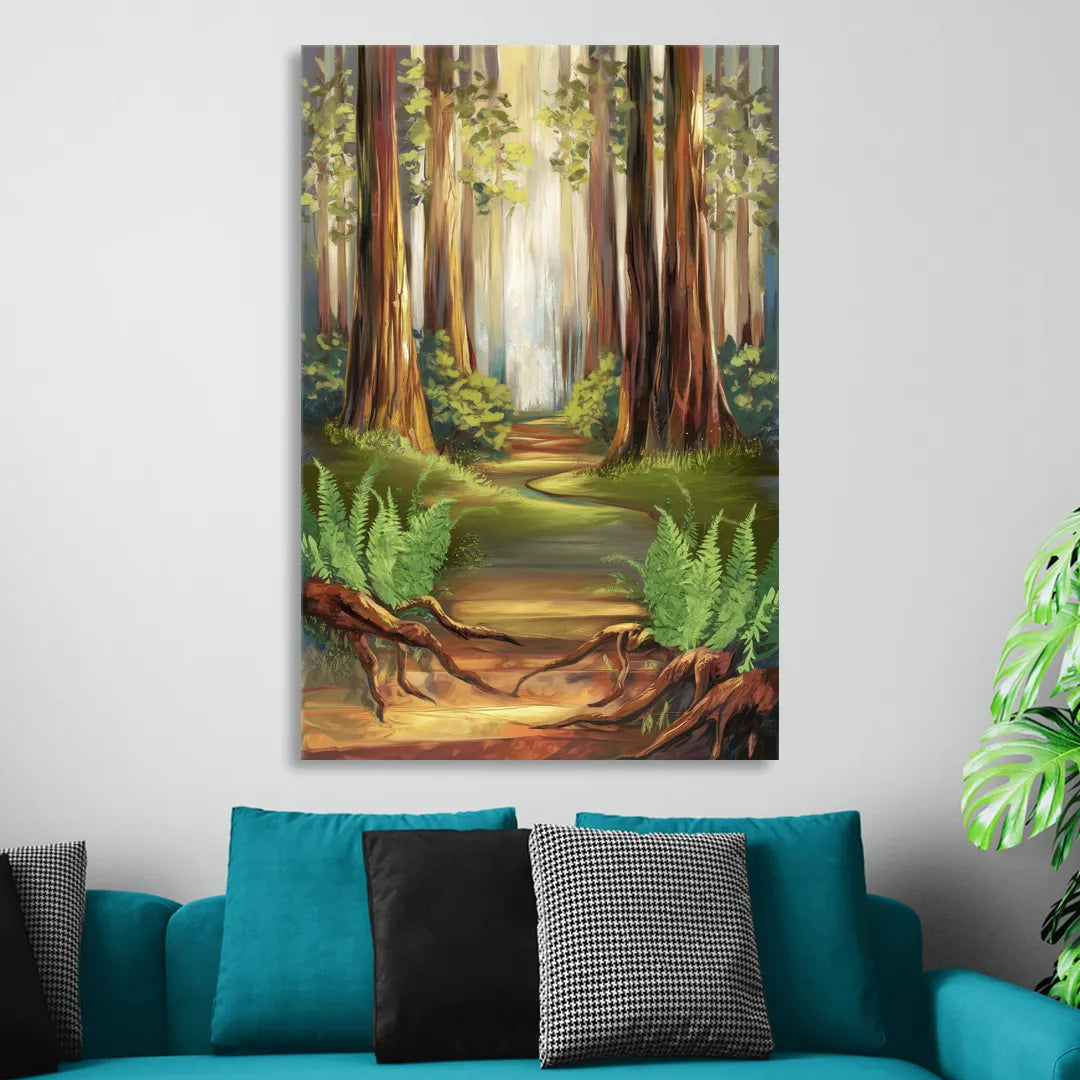 Big Sur Redwood Forest Sitting Room - Canvas Wall Art