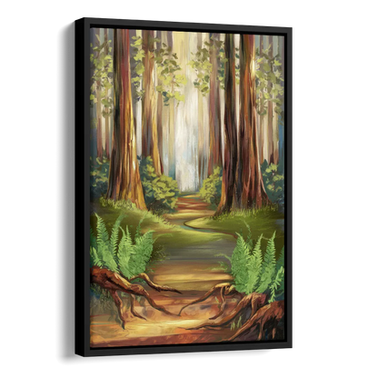 Big Sur Redwood Forest Side - Black Canvas Wall Art