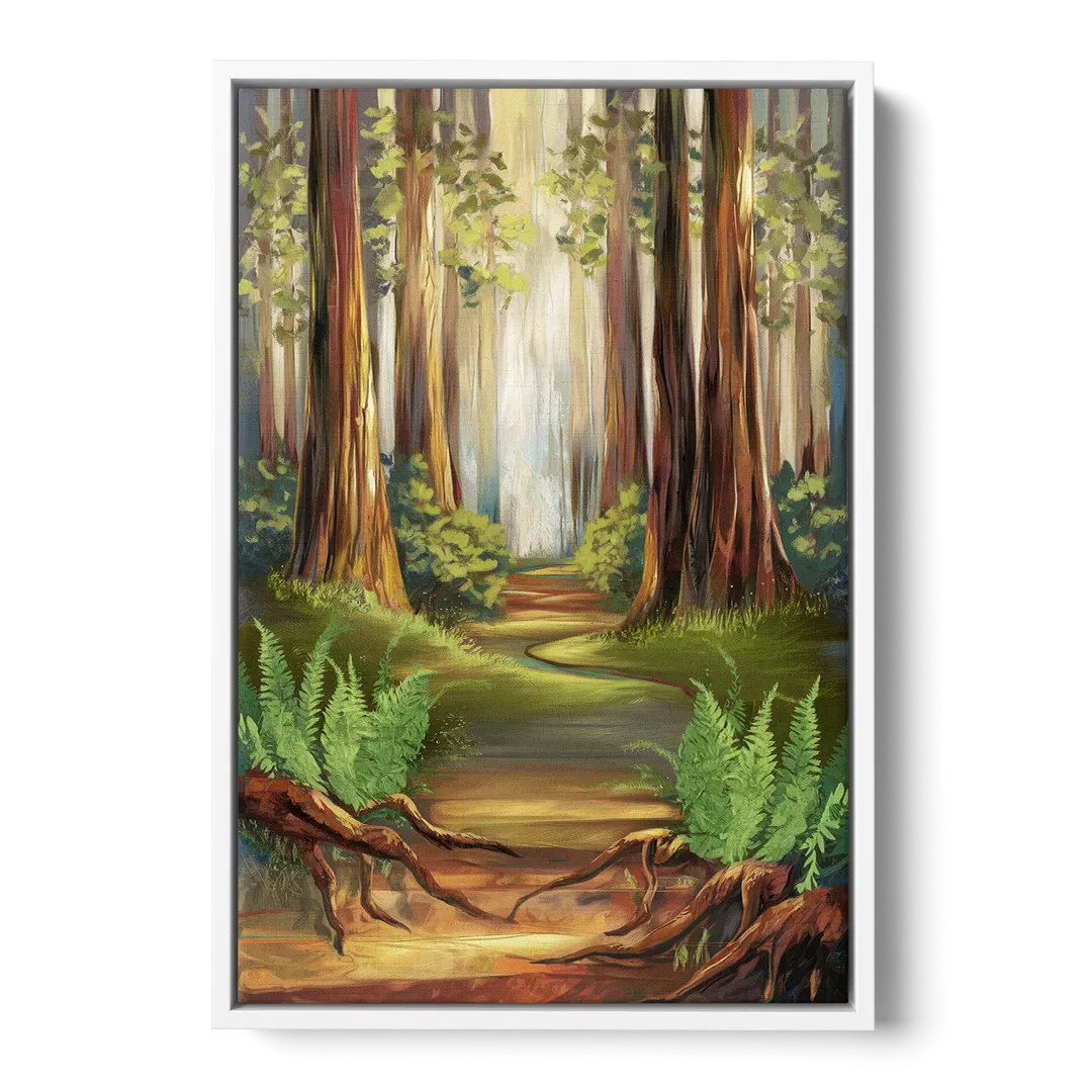 Big Sur Redwood Forest Front - White Canvas Wall Art