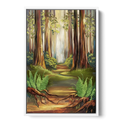 Big Sur Redwood Forest Front - White Canvas Wall Art