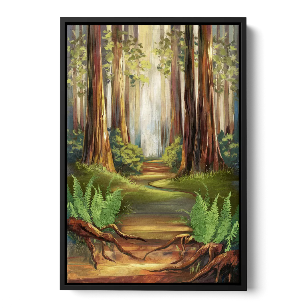 Big Sur Redwood Forest Front - Black Canvas Wall Art