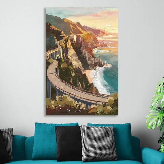 Big Sur Scenic Highway Living Room - Canvas Wall Art